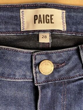 PAIGE Blue Denim Jeans with Branded Button